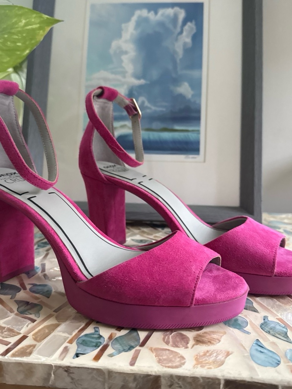Geox x Penelope Cruz Walk Pleasure 85S1 Fucshia Suede Platform Heels